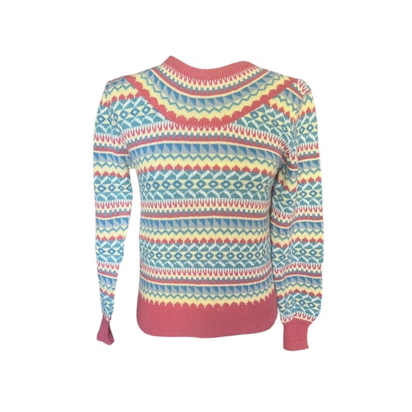 Vintage Light Pastel Fair Isle Knit Sweater M - Picture 1 of 4